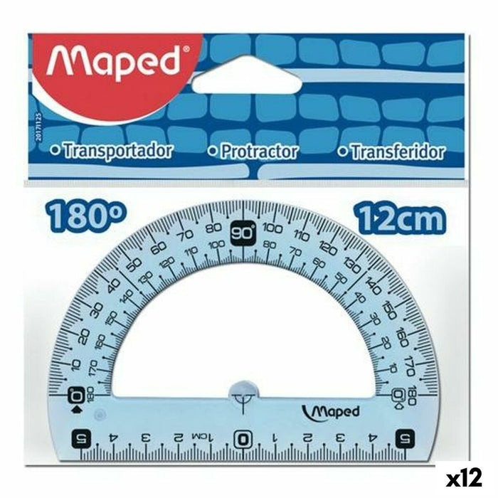 Semicerc Maped Geometric 180º Set Plastic (12 Unități)
