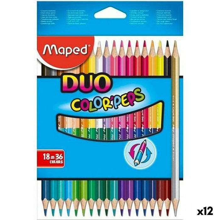 Creioane culori Maped Duo Color' Peps Multicolor 18 Piese Cu două capete (12 Unități)