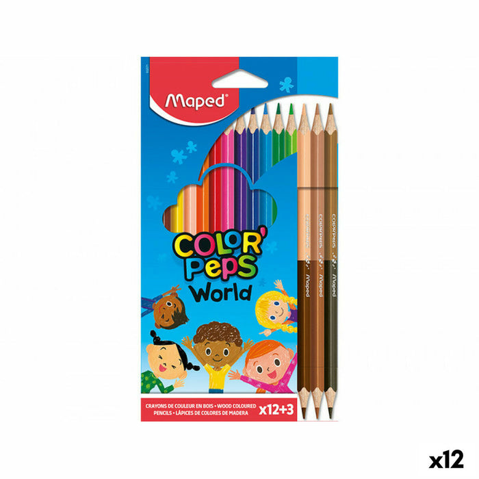 Creioane culori Maped Color Peps World Multicolor (12 Unități)