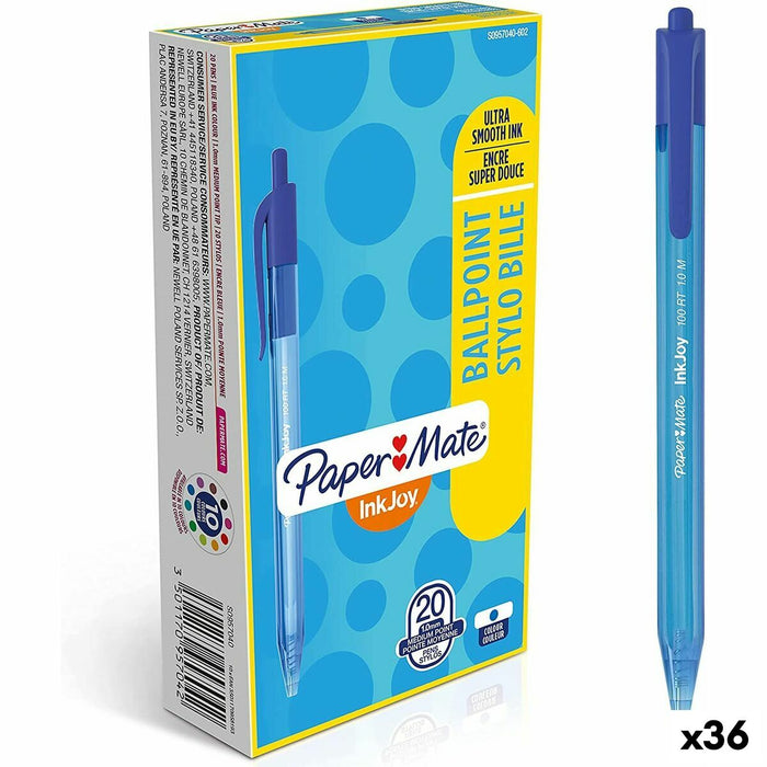 Stilou Paper Mate Inkjoy 20 Piese Albastru 1 mm (36 Unități)