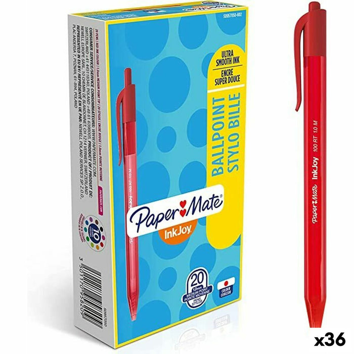 Stilou Paper Mate Inkjoy 20 Piese Roșu 1 mm (36 Unități)
