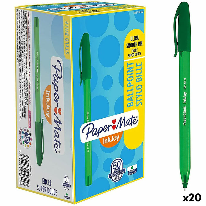 Stilou Paper Mate Inkjoy 50 Piese Verde 1 mm (20 Unități)