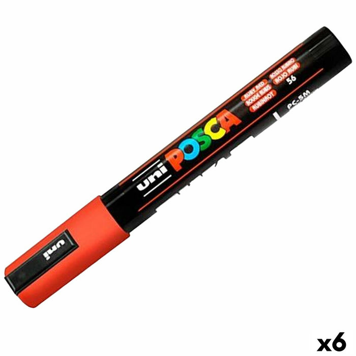 Marker POSCA PC-5M Roșu (6 Unități)