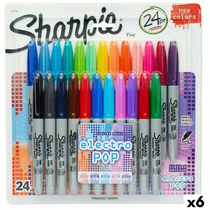 Set de Carioci Sharpie Electro Pop Multicolor 24 Piese 1 mm (6 Unități)
