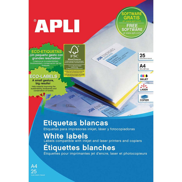 Etichete pentru Imprimantă Apli Alb 25 Frunze 63,5 x 38,1 mm