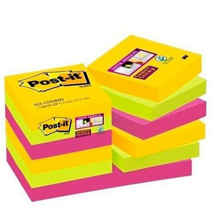 Set de Note Adezive Post-it Super Sticky Multicolor 47,6 x 47,6 mm (3 Unități)