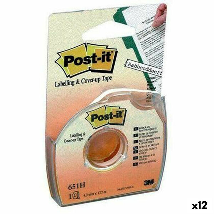 Bandă Adezivă Post-it 651H Alb 4,2 mm x 17,7 m (12 Unități)
