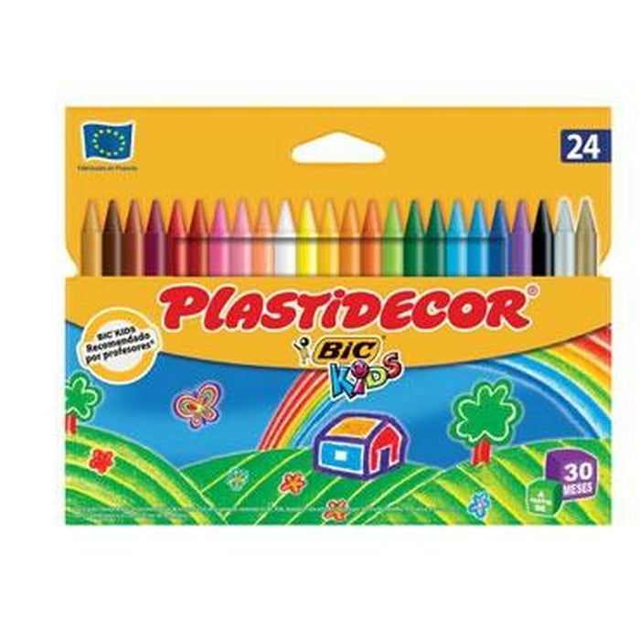 Creioane ceară colorate Plastidecor Multicolor (12 Unități)