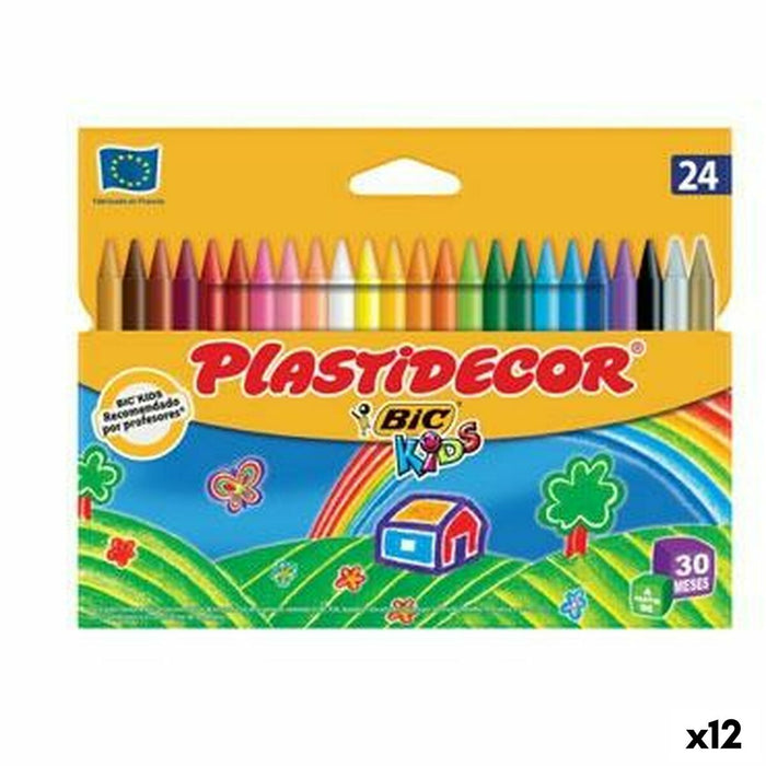 Creioane ceară colorate Plastidecor Multicolor (12 Unități)