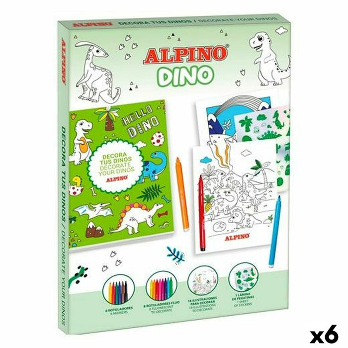 Desene pentru colorat Alpino Dino Multicolor (6 Unități)