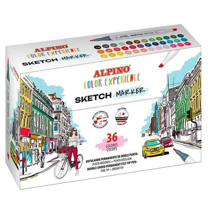 Set de Carioci Alpino Sketch Marker Cu două capete Multicolor (4 Unități)