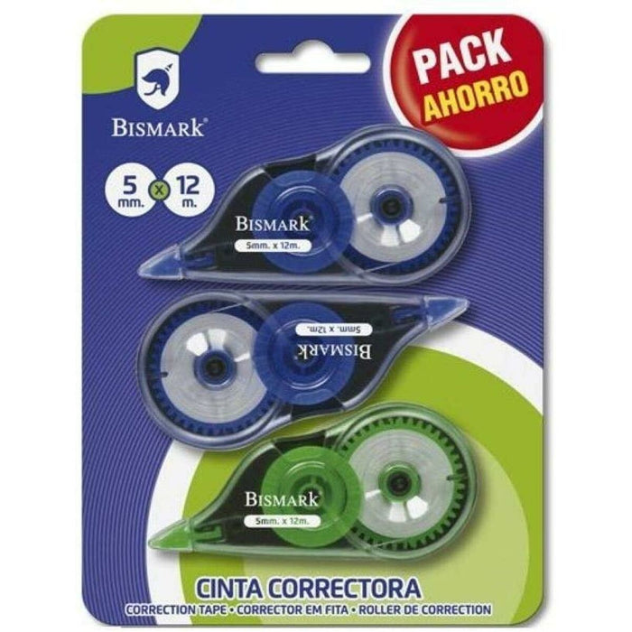 Bandă corectoare Bismark Albastru Verde 5 mm 12 m (12 Unități)