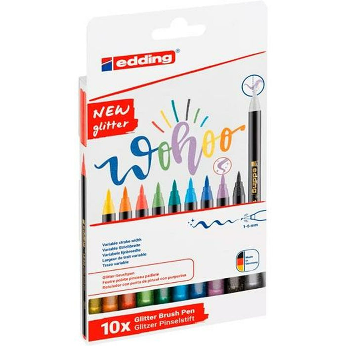 Carioci Edding 1340 Glitter Brush Multicolor 10 Piese