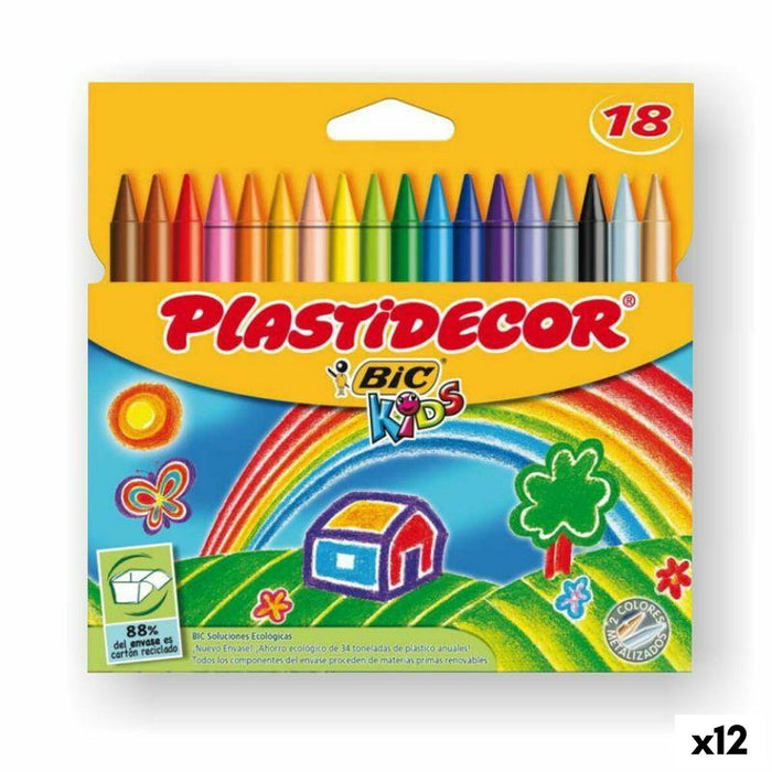 Creioane ceară colorate Plastidecor Multicolor (12 Unități)