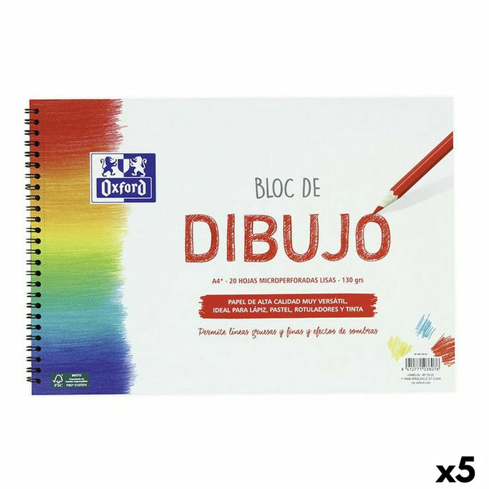 Bloc de schițe Oxford Alb A4+ 20 Frunze (5 Unități)