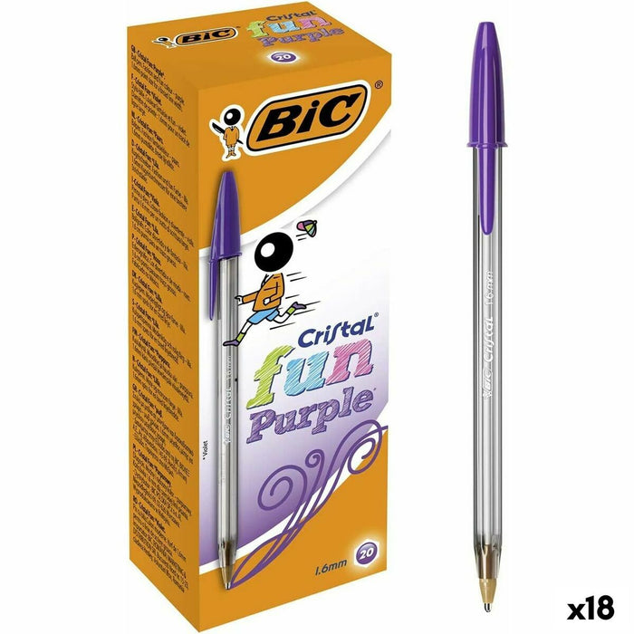 Set de Pixuri Bic Cristal Fun Purpuriu 1,6 mm (18 Unități)