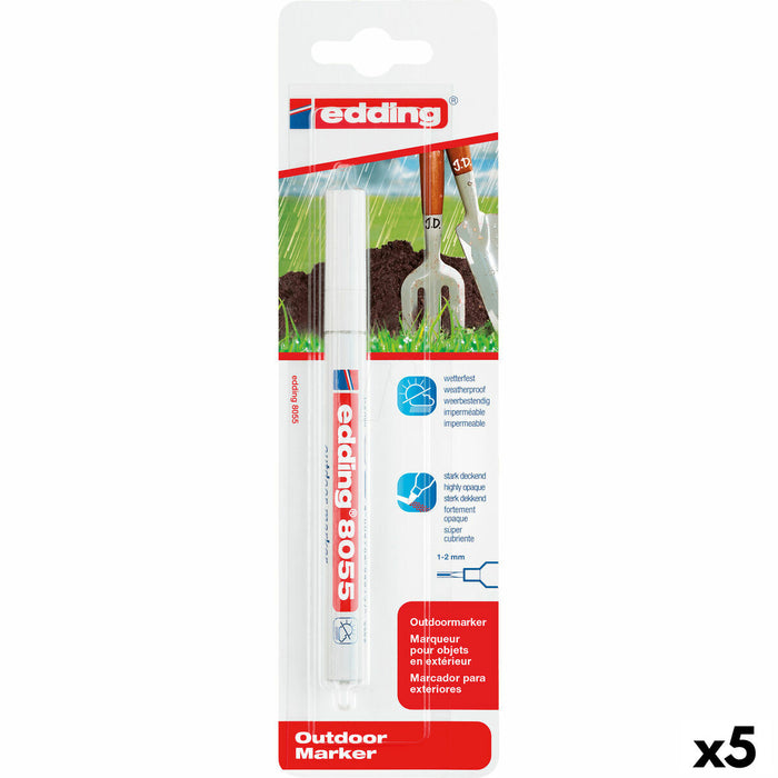 Marker permanent Edding 8055 Alb 1-2 mm (5 Unități)
