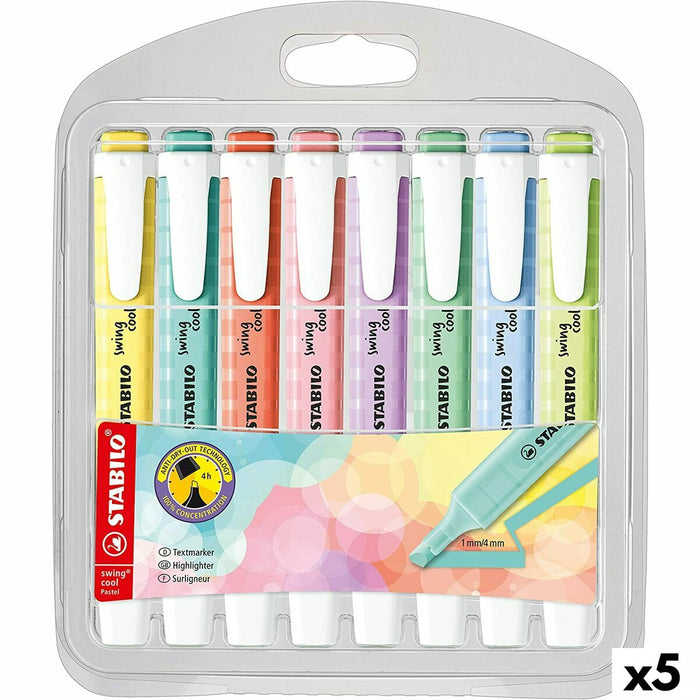 Set de Markere Fosforescente Stabilo Swing Cool Pastel Multicolor (5 Unități)