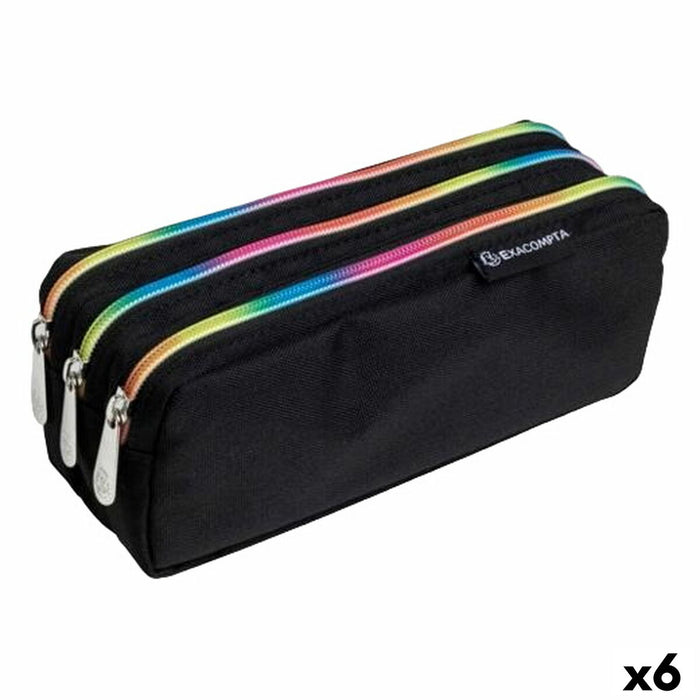 Penar triplu Exacompta Rainbow Negru 22,5 x 8 x 10 cm (6 Unități)
