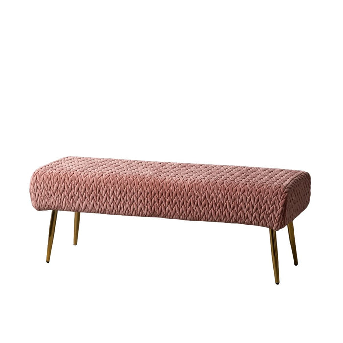 Banchetă 111 x 44 x 41,5 cm Țesut Sintetic Roz Metal