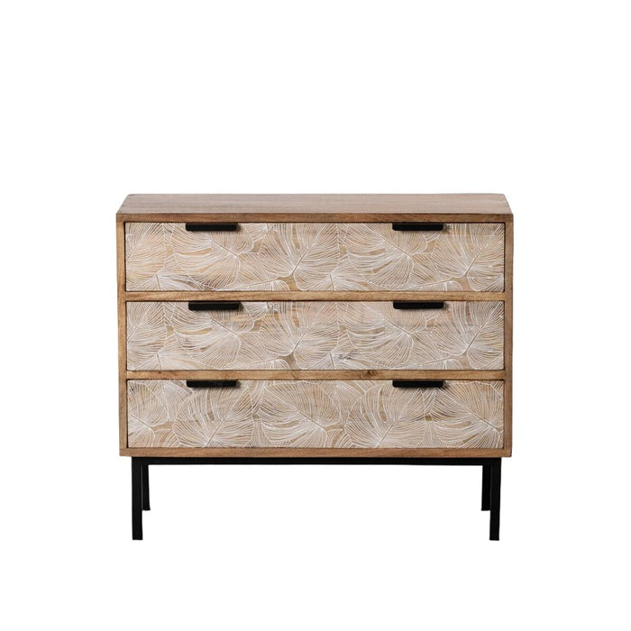 Comodă 100 x 40,5 x 85 cm Natural Metal Lemn Alb