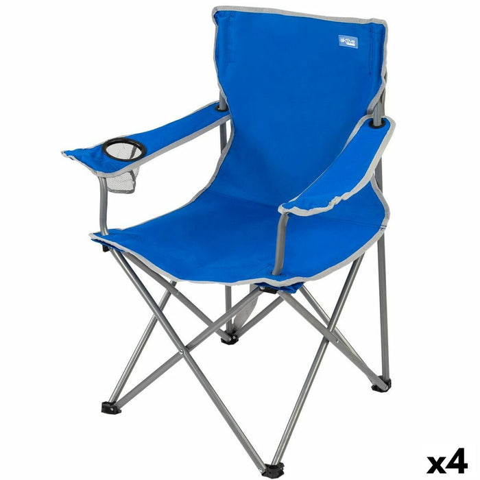 Scaun de camping pliabil Aktive Albastru 45 x 82 x 47 cm (4 Unități)