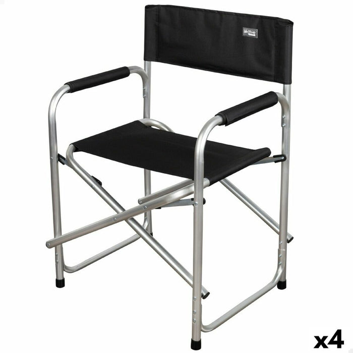 Scaun de camping pliabil Aktive Negru 51 x 81 x 45 cm (4 Unități)