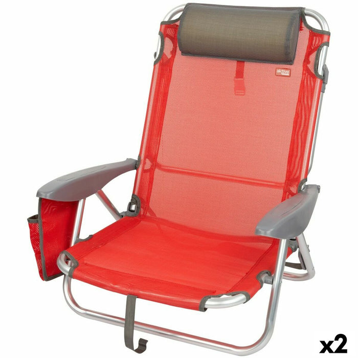 Scaun Pliabil cu Tetieră Aktive Menorca Roșu 51 x 76 x 45 cm (2 Unități)