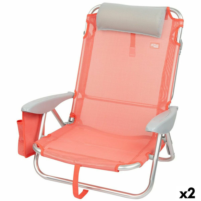 Scaun Pliabil cu Tetieră Aktive Flamingo Coral 51 x 76 x 45 cm (2 Unități)