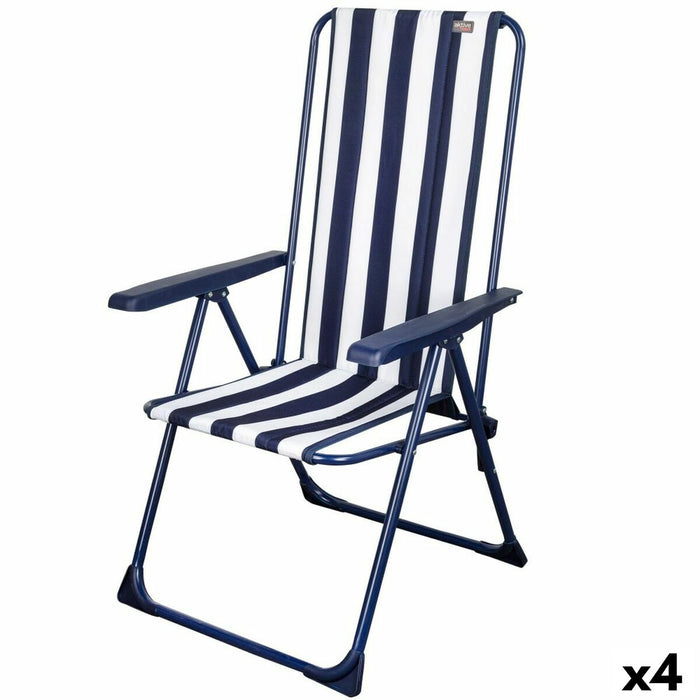 Scaunul Pliabil Aktive Cu dungi Alb Bleumarin 46 x 101 x 59 cm (4 Unități)