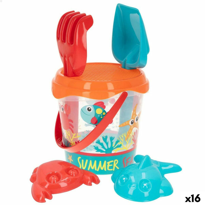 Set de jucării de plajă Colorbaby Summer Sea Ø 18 cm polipropilenă (16 Unități)