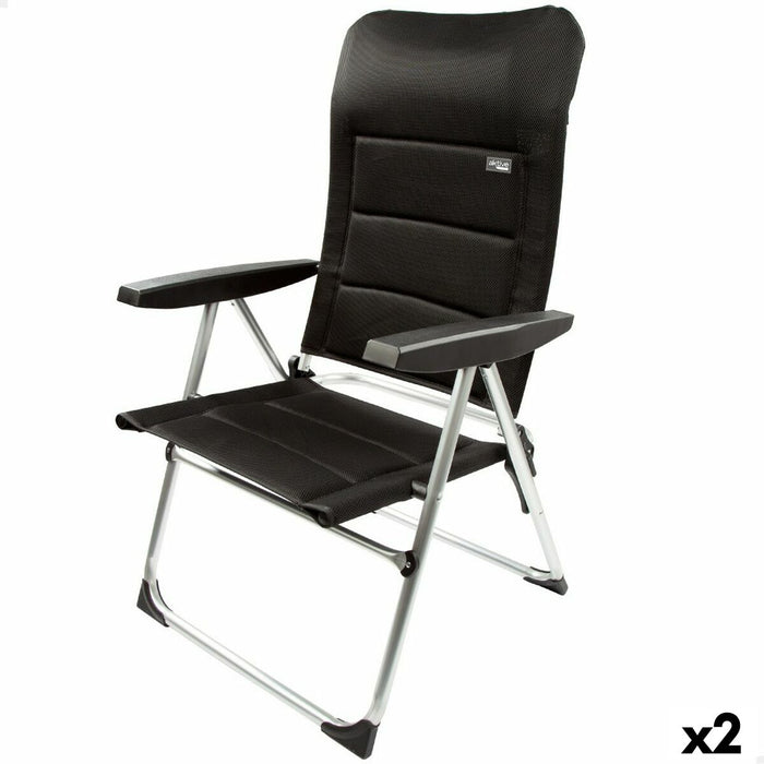 Scaun de plajă Aktive Deluxe Pliabil Negru 49 x 105 x 59 cm (2 Unități)
