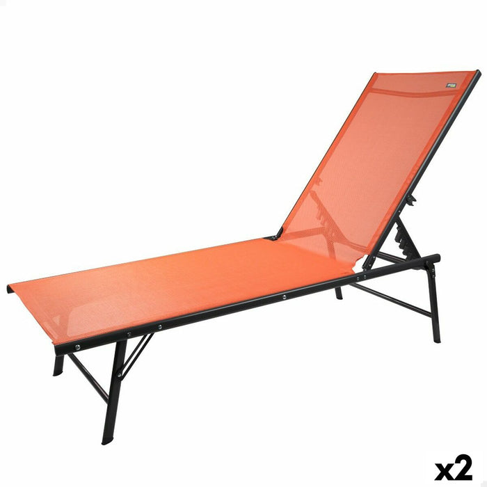 Șezlong inclinat Aktive Portocaliu 180 x 35 x 49 cm (2 Unități)