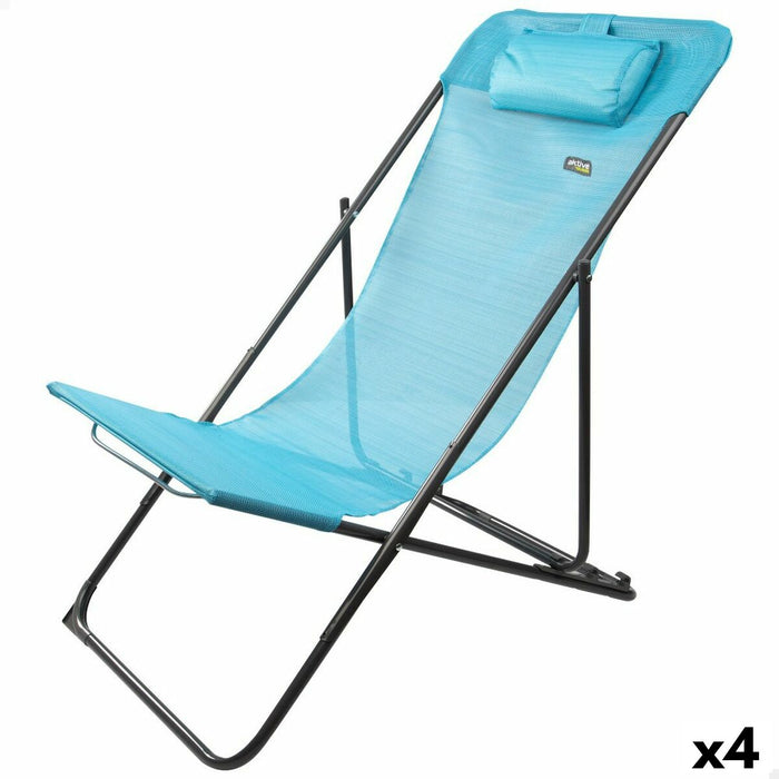 Șezlong inclinat Aktive Albastru 53 x 87 x 78 cm (4 Unități)