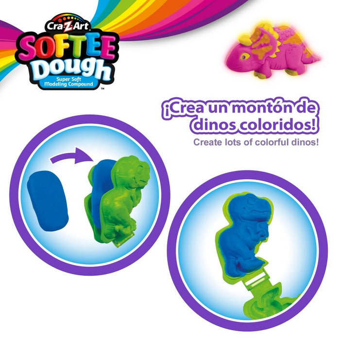 Joc de Plastilină Cra-Z-Art Dinozauri 14 Piese (4 Unități)