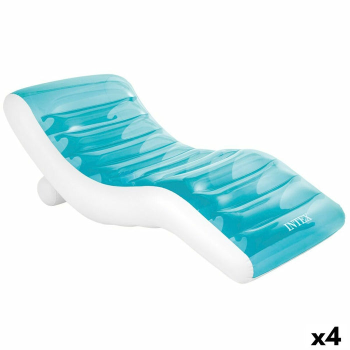 Șezlong Gonflabil Intex Albastru 191 x 67 x 89 cm (4 Unități)