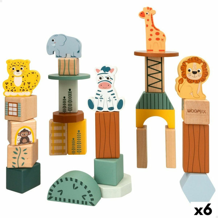 Set de Construcție Woomax animale 28 Piese (6 Unități)