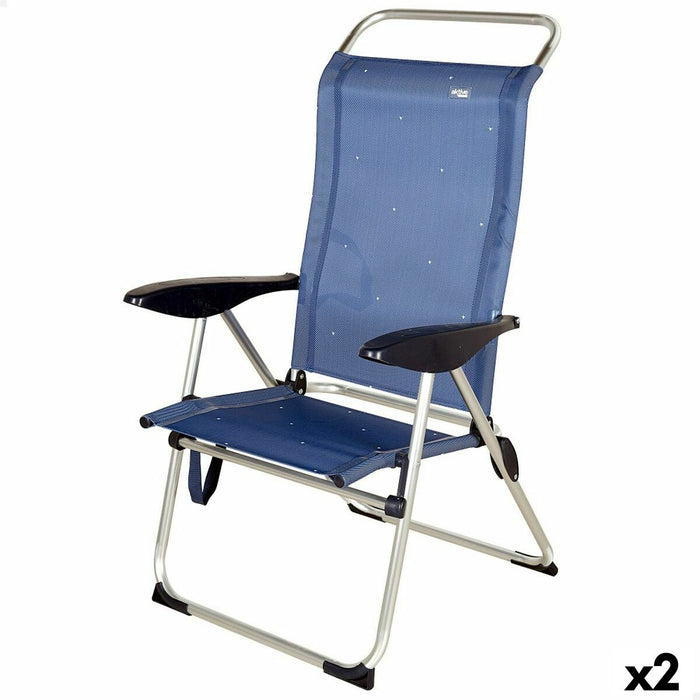 Scaun de plajă Aktive Bleumarin 47 x 108 x 59 cm (2 Unități)