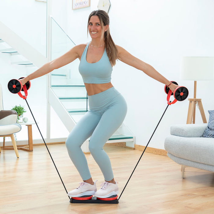 Rolă abdominală cu discuri rotative, benzi elastice și ghid de exerciții Twabanarm InnovaGoods