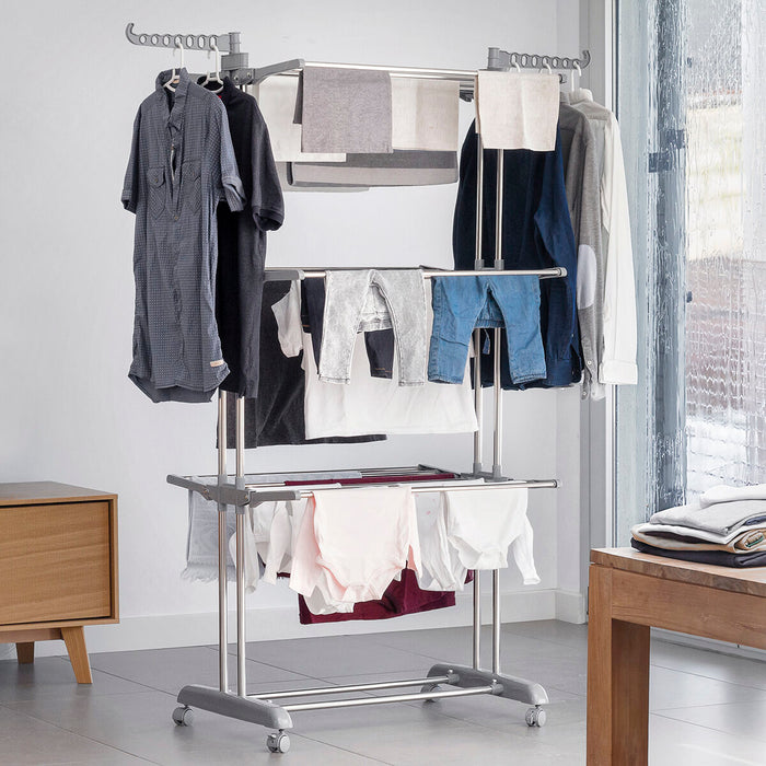 Uscător de rufe pliabil vertical cu roți Folver InnovaGoods 24 Bare