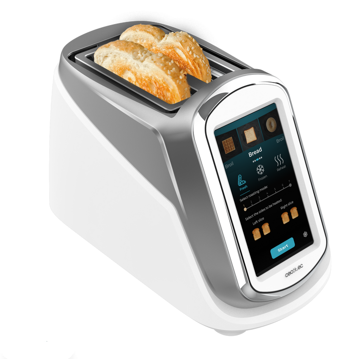 Prăjitor de pâine vertical Cecotec ToastPad Double Connected, 1400 W, 7 trepte, alb