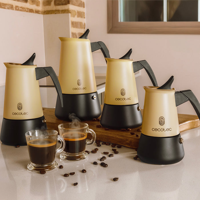 Cafetieră italiană Cecotec Piccolina 900 Beige, 450 ml, 10 cești, 16 × 12 × 23 cm