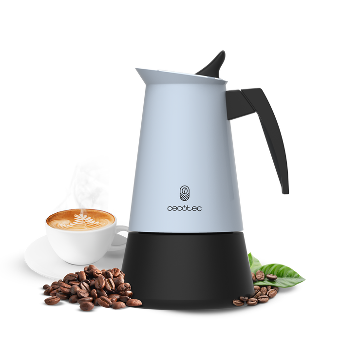 Cafetieră italiană Cecotec Piccolina 900 Blue, 450 ml, 10 cești, oțel inoxidabil