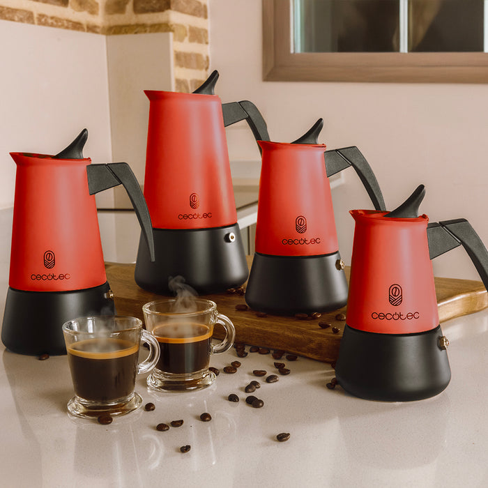 Cafetieră italiană Cecotec Piccolina 400 Red, 200 ml, 4 cești, roșie