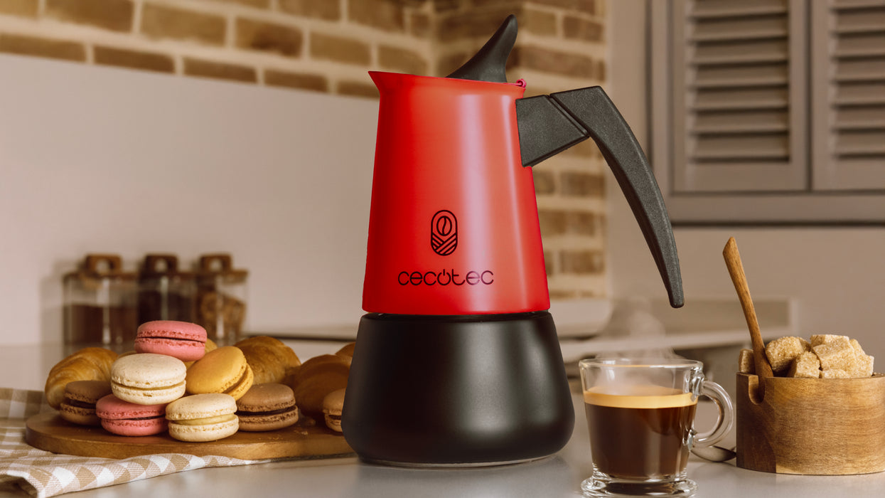 Cafetieră italiană Cecotec Piccolina 600 Red, 300 ml, 6 cești, roșie