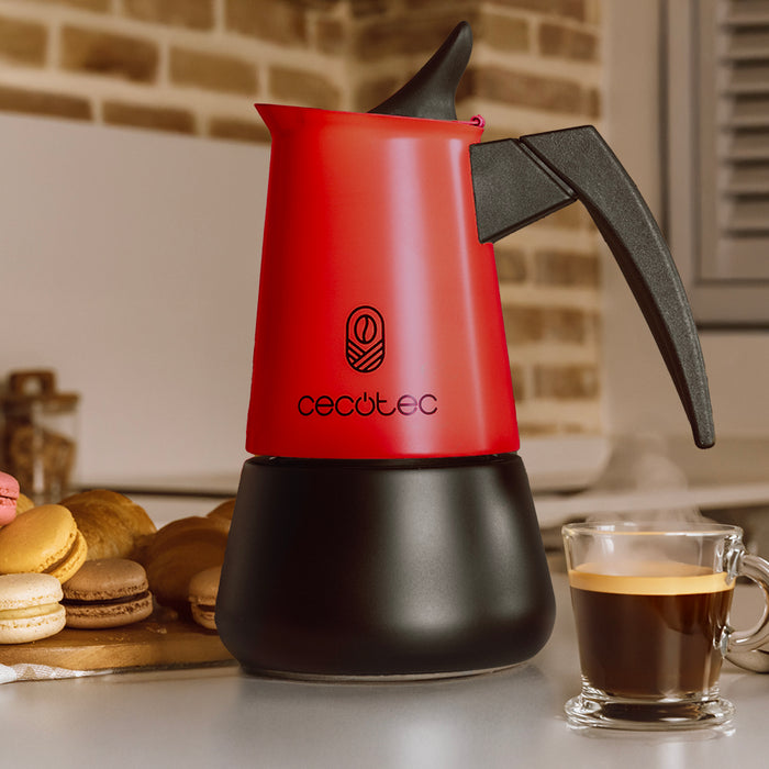 Cafetieră italiană Cecotec Piccolina 600 Red, 300 ml, 6 cești, roșie