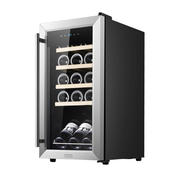Răcitor de vinuri Cecotec Bolero GrandSommelier 1550 Inox Compressor, 15 sticle, 39 dB, clasa G, inox
