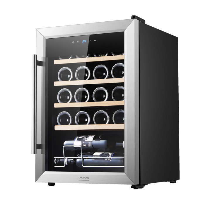 Răcitor de vinuri Cecotec Bolero GrandSommelier 2050 Inox Compressor, 20 sticle, 39 dB, clasa G, inox