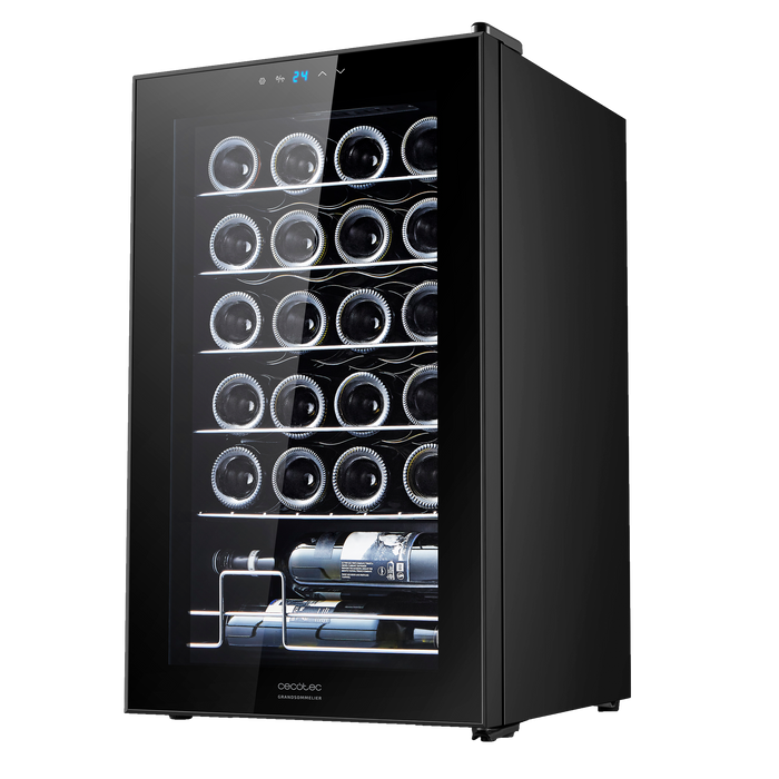 Răcitor de vinuri Cecotec Bolero GrandSommelier 2450 Black Compressor, 24 de sticle, 5–18 °C, clasa G, negru