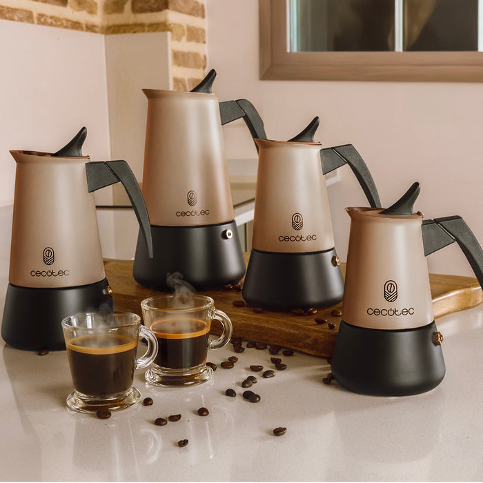Cafetieră italiană Cecotec Piccolina 600 Gold, 300 ml, 6 cești, inox